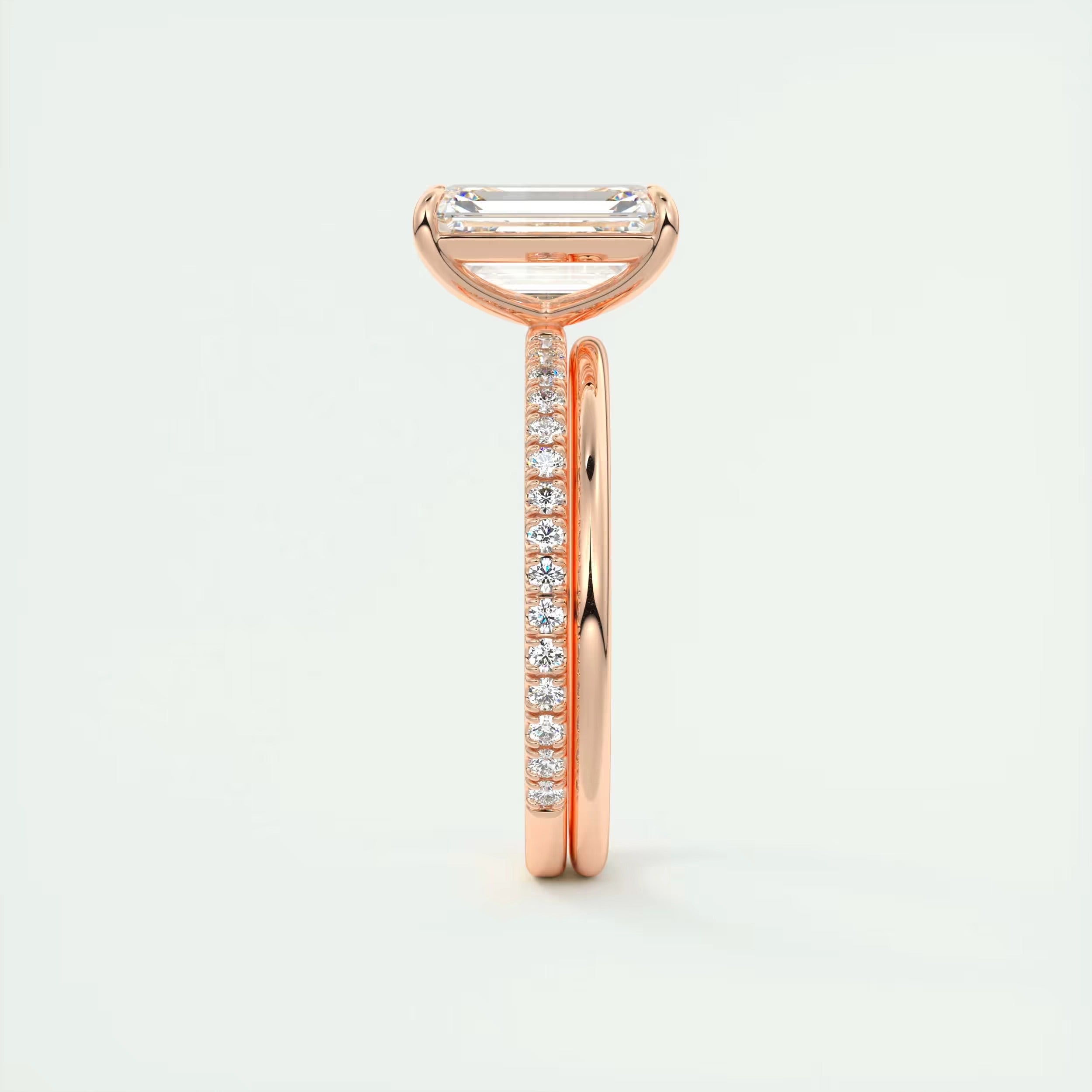 2.25 Ct Harper Pavé Center Stone Emerald with 1.5mm French Set Pavé Ring