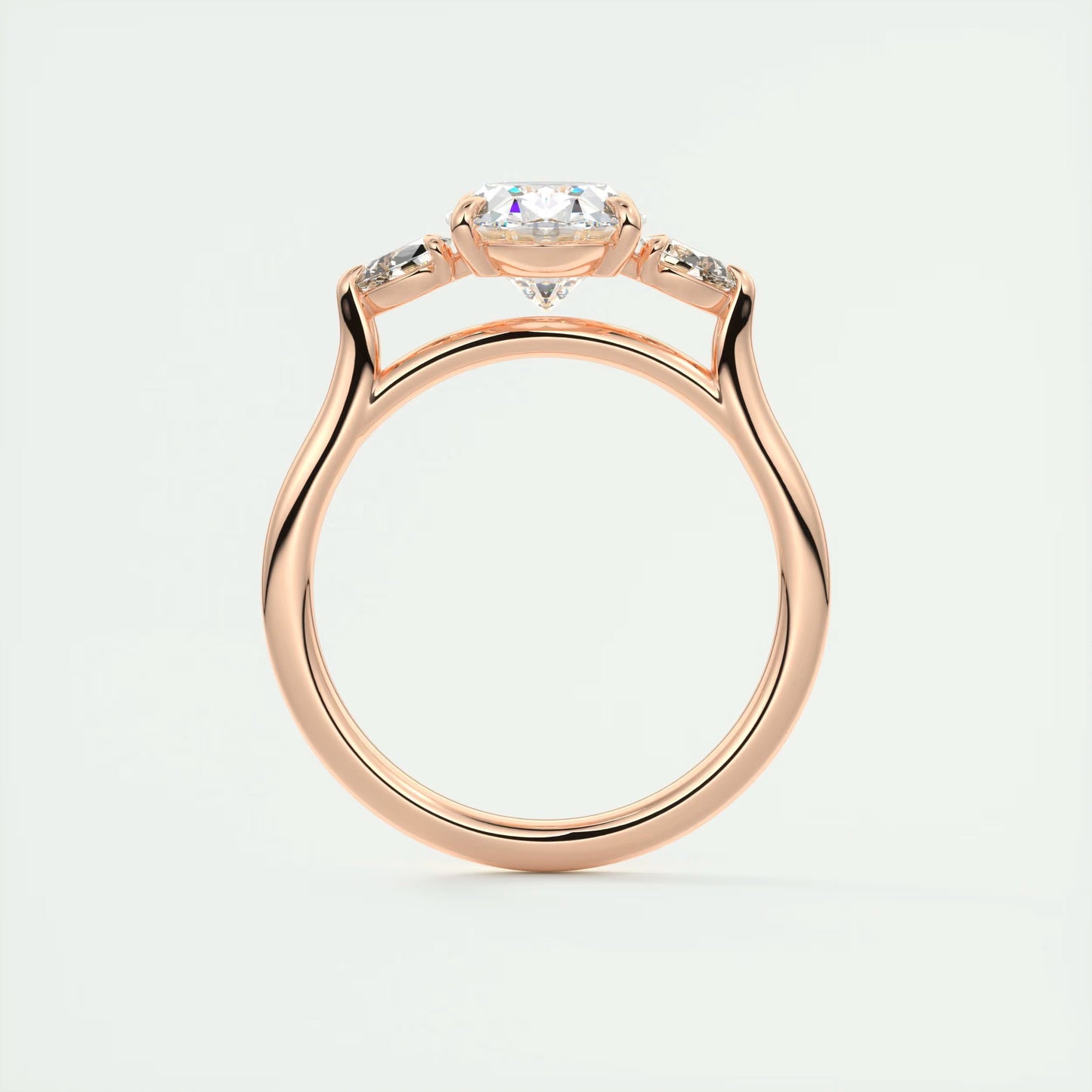 2.50 Ct Breezy Pears Oval Solitaire Side Stone Rings