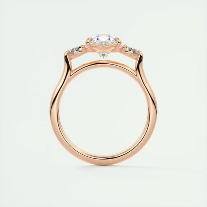 2.50 Ct Breezy Pears Oval Solitaire Side Stone Rings