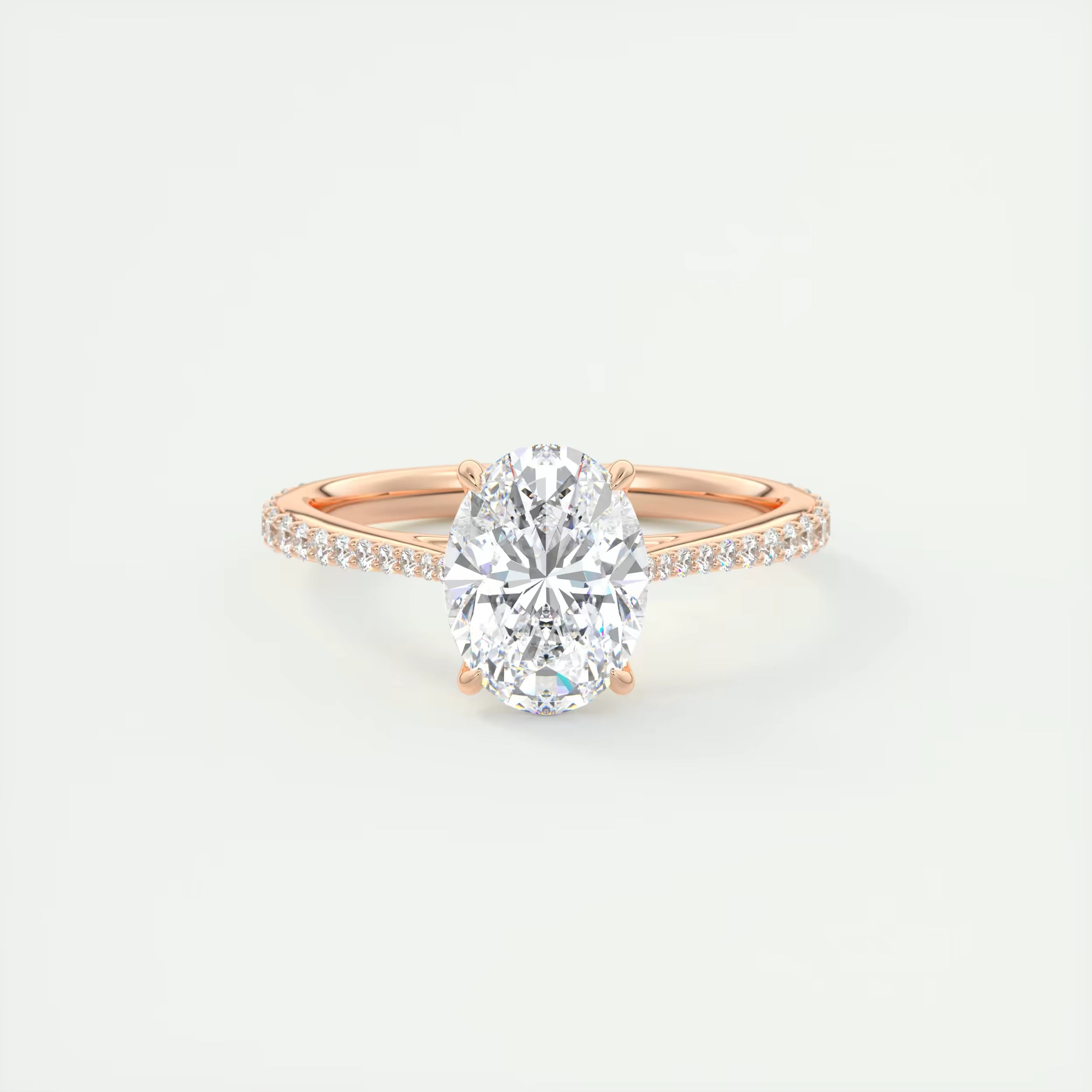 1.85 Ct Cathedral Royale Pavé Center Stone Oval Floral Solitaire Ring