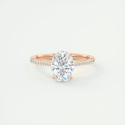 1.85 Ct Cathedral Royale Pavé Oval Floral Solitaire Ring