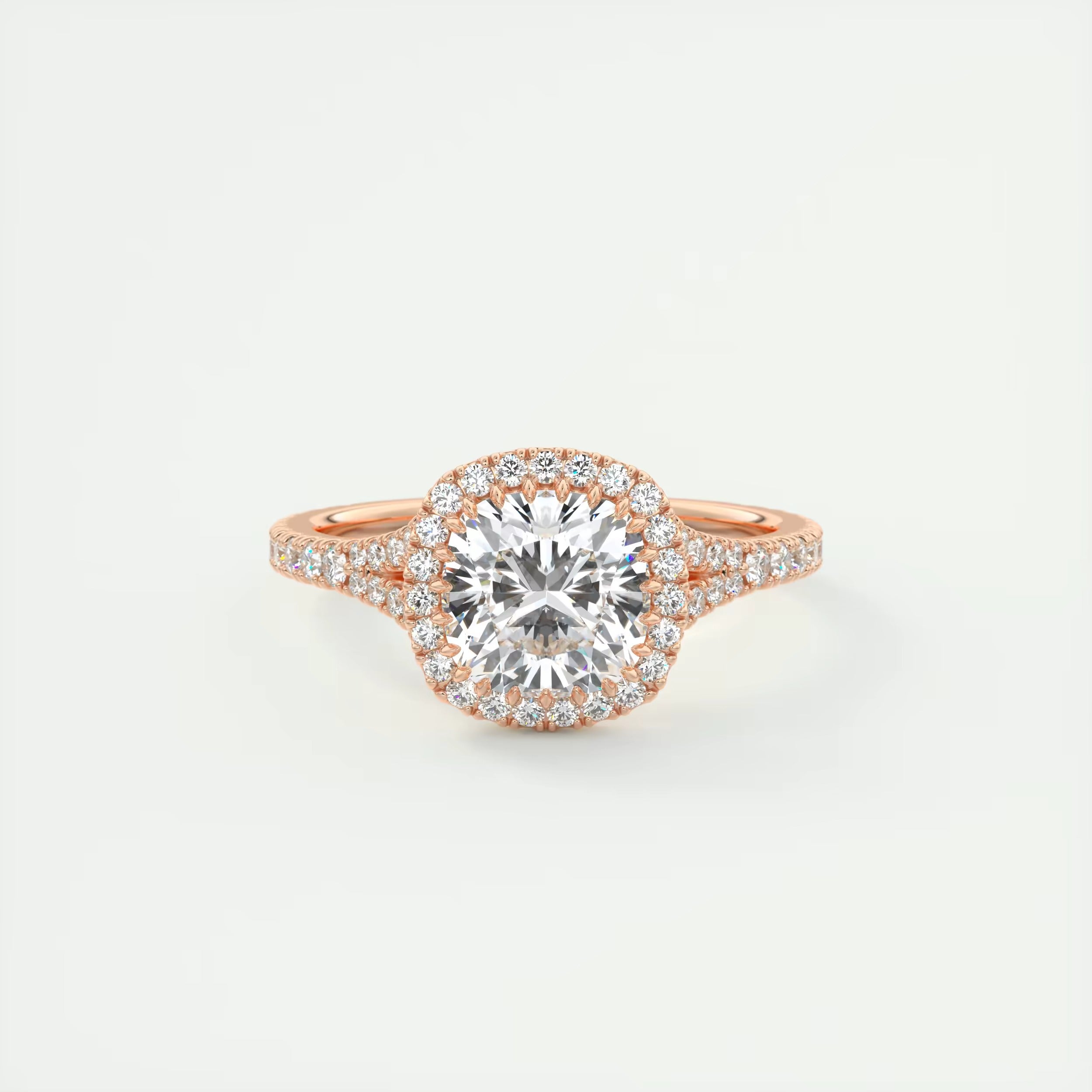 2.50 Ct The French Halo Cushion Cut Diamond with Miniature Prongs  french pavé Ring