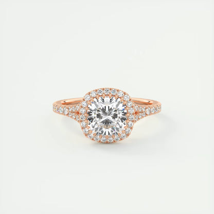 2.50 Ct The French Halo Cushion Cut Diamond with Miniature Prongs  french pavé Ring