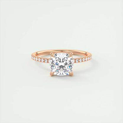 2.25 Ct Harper Pavé Cushion Center with 1.5mm French Set Pavé Ring