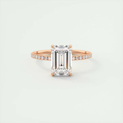 2.25 Ct Harper Pavé Emerald Center with 1.5mm French Set Pavé Ring