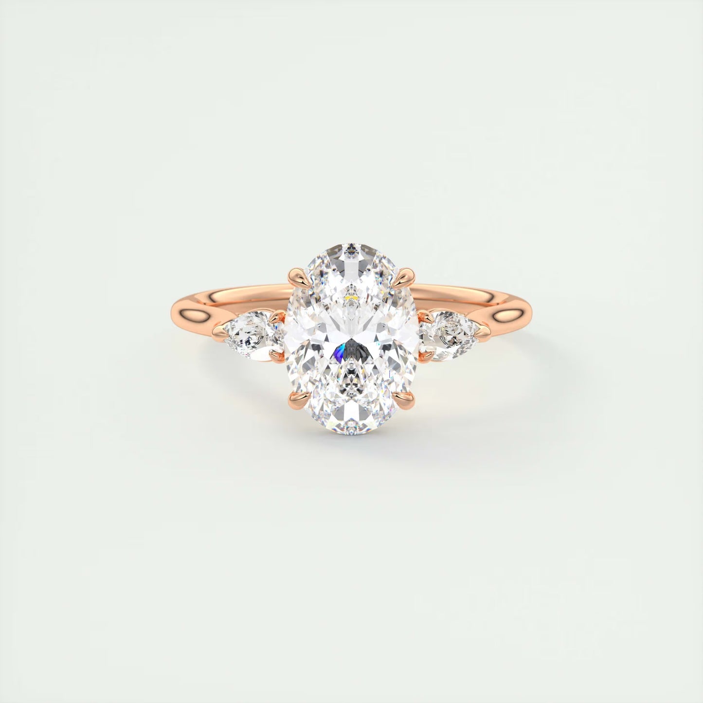 2.50 Ct Breezy Pears Oval Solitaire Side Stone Rings