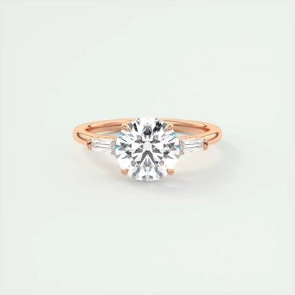 6-7 GM Round Tapered Baguettes Diamond Solitaire Ring Engagement Ring