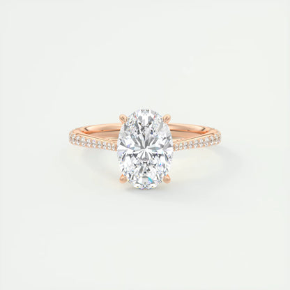 2.30 Ct The Cathedral Pavé Oval Solitaire Cathedral Pavé Setting Ring