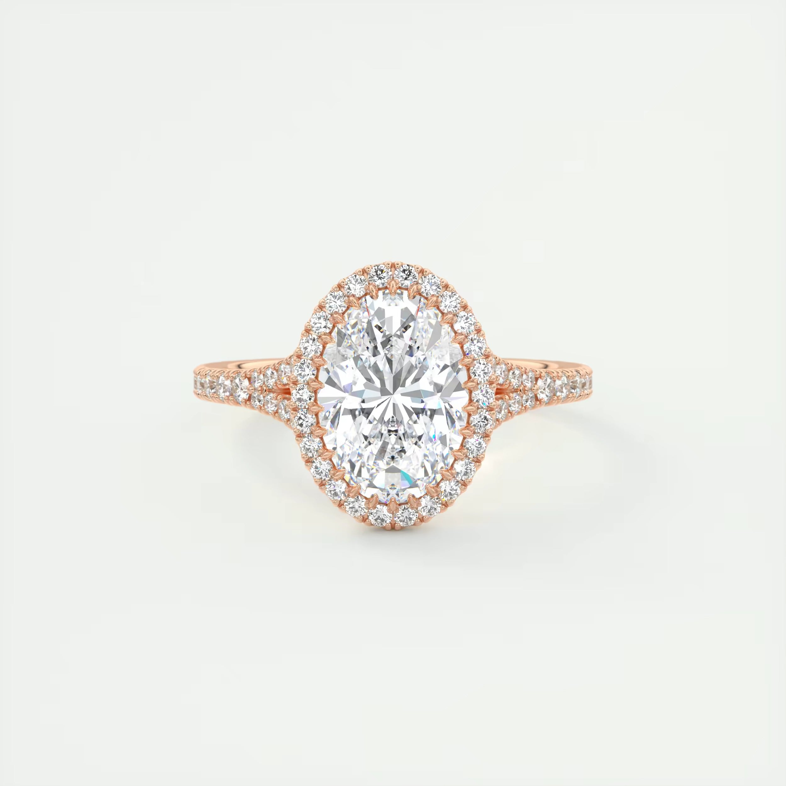 2.60 Ct The French Halo Oval Cut Diamond with Miniature Prongs Ring