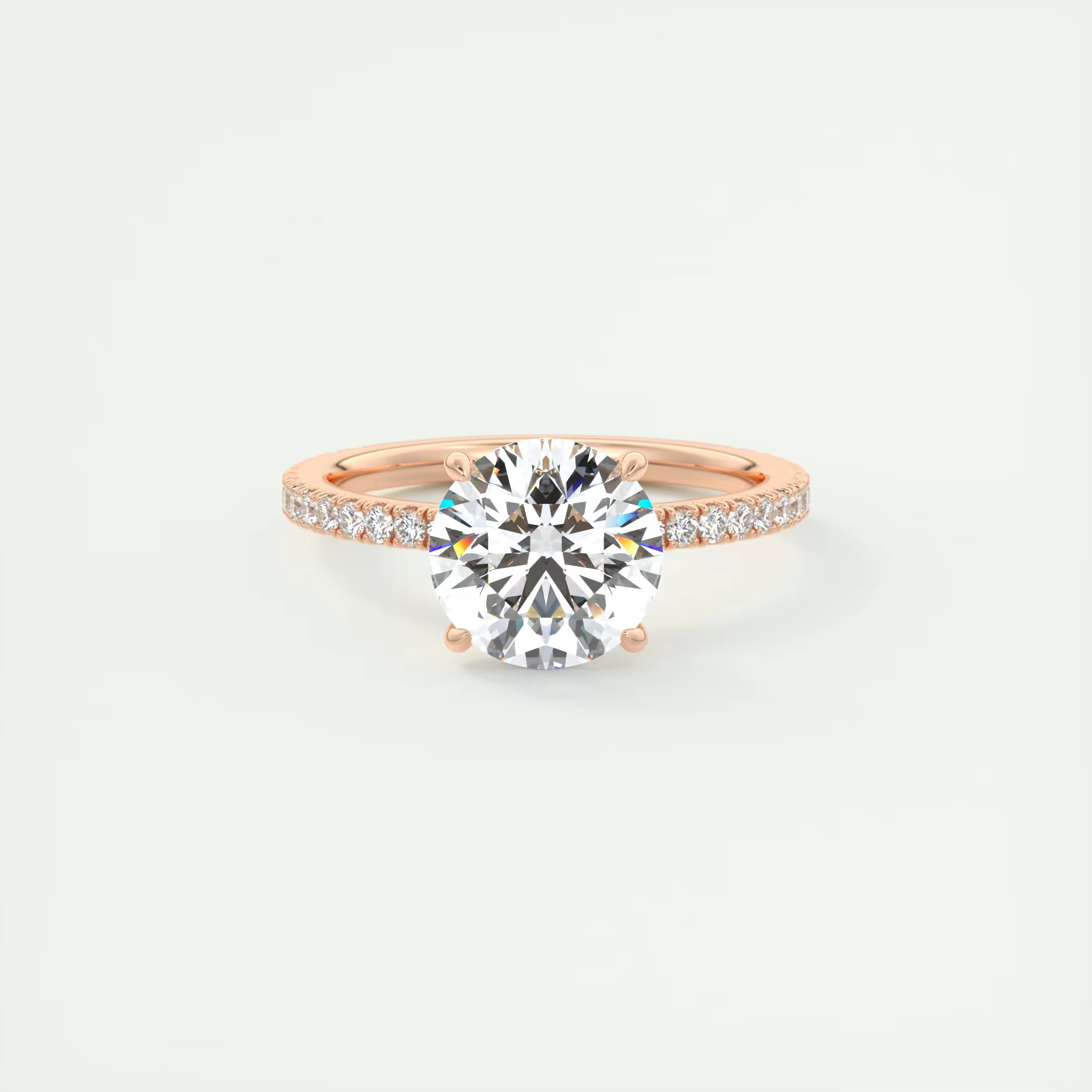 2.25 Ct Harper Classic Pavé Round Solitaire Pavé Setting Rings