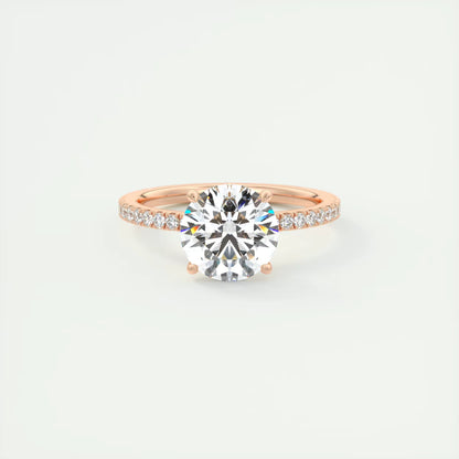 2.25 Ct Harper Classic Pavé Round Solitaire Pavé Setting Ring