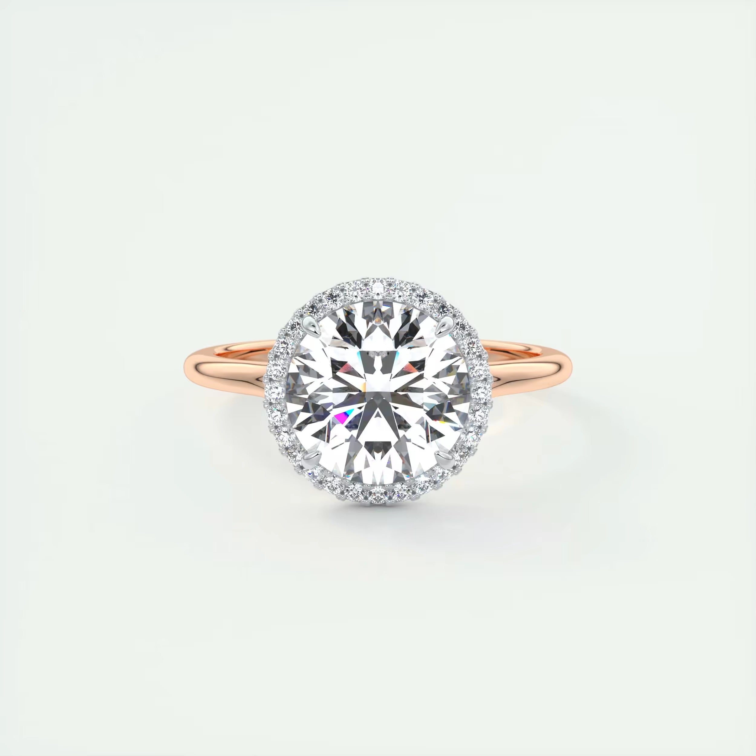 2.15 Ct The Breezy Halo Round Center with French Set Halo Rings