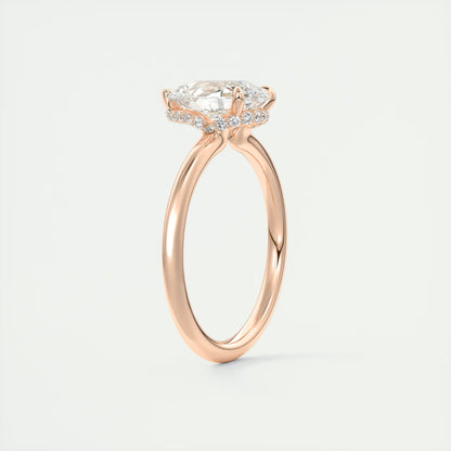 2.10 Ct Plunge Hidden Halo Pear - Low Profile with Diamond Details Engagement Rings