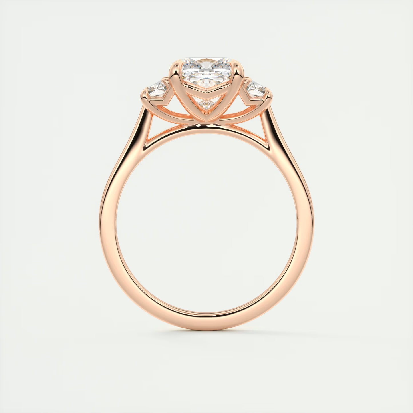 3.00 Ct The Nouveau Cushion &Trapezoid Three Stone Engagement Rings