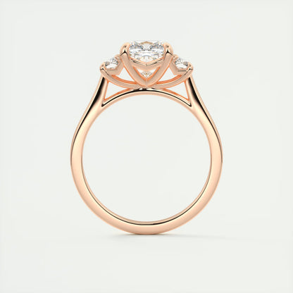 3.00 Ct The Nouveau Cushion &Trapezoid Three Stone Engagement Rings