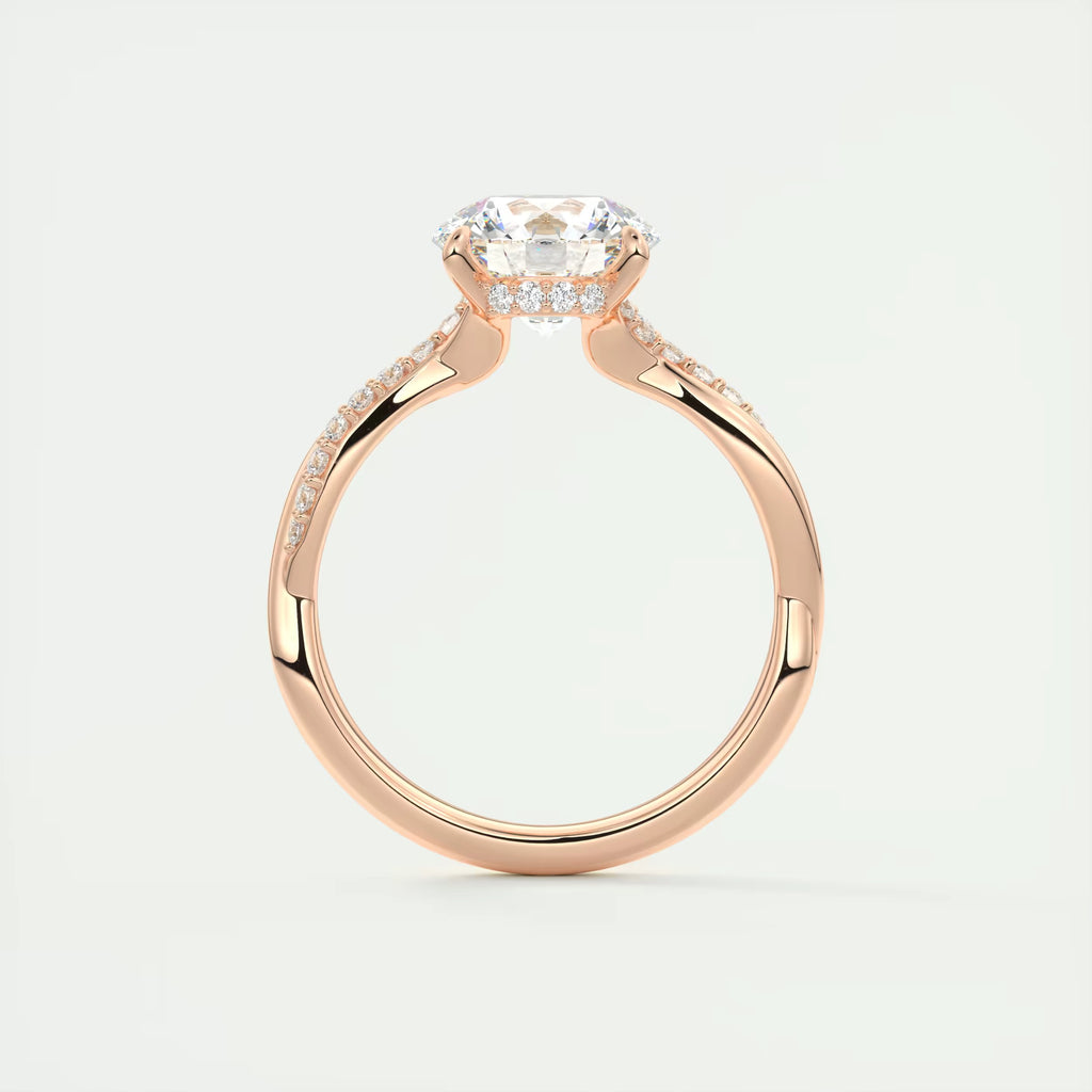 2.15 Ct The Knot Pave Round Interwoven Solitaire Rings