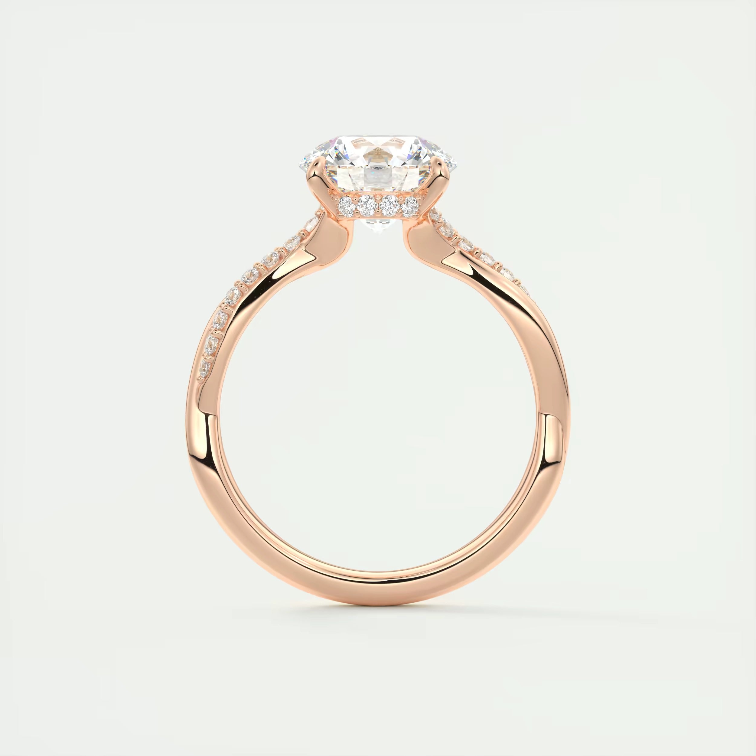 2.15 Ct The Knot Pave Round Interwoven Solitaire Rings