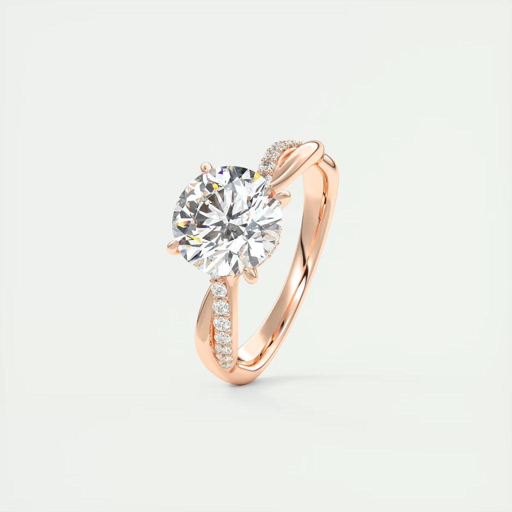 2.15 Ct The Knot Pave Round Interwoven Solitaire Rings