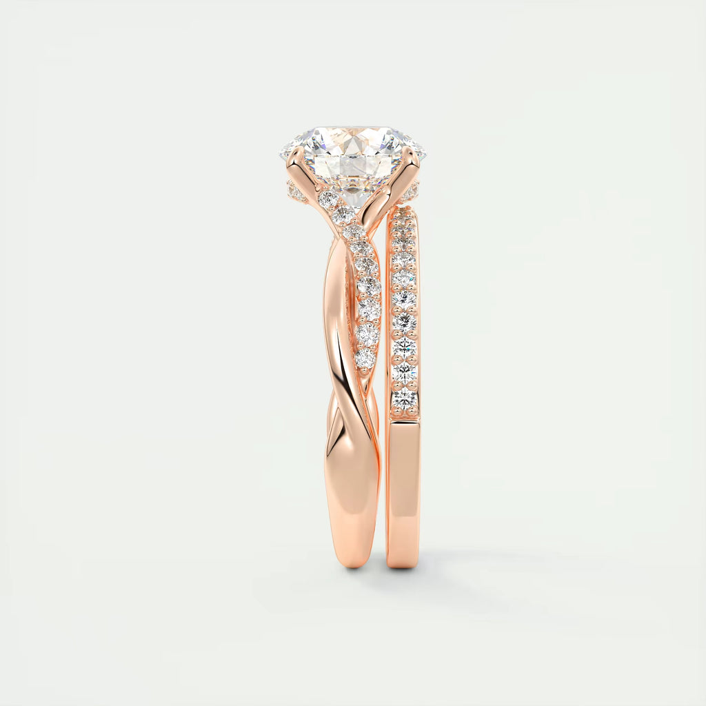 2.15 Ct The Knot Pave Round Interwoven Solitaire Rings