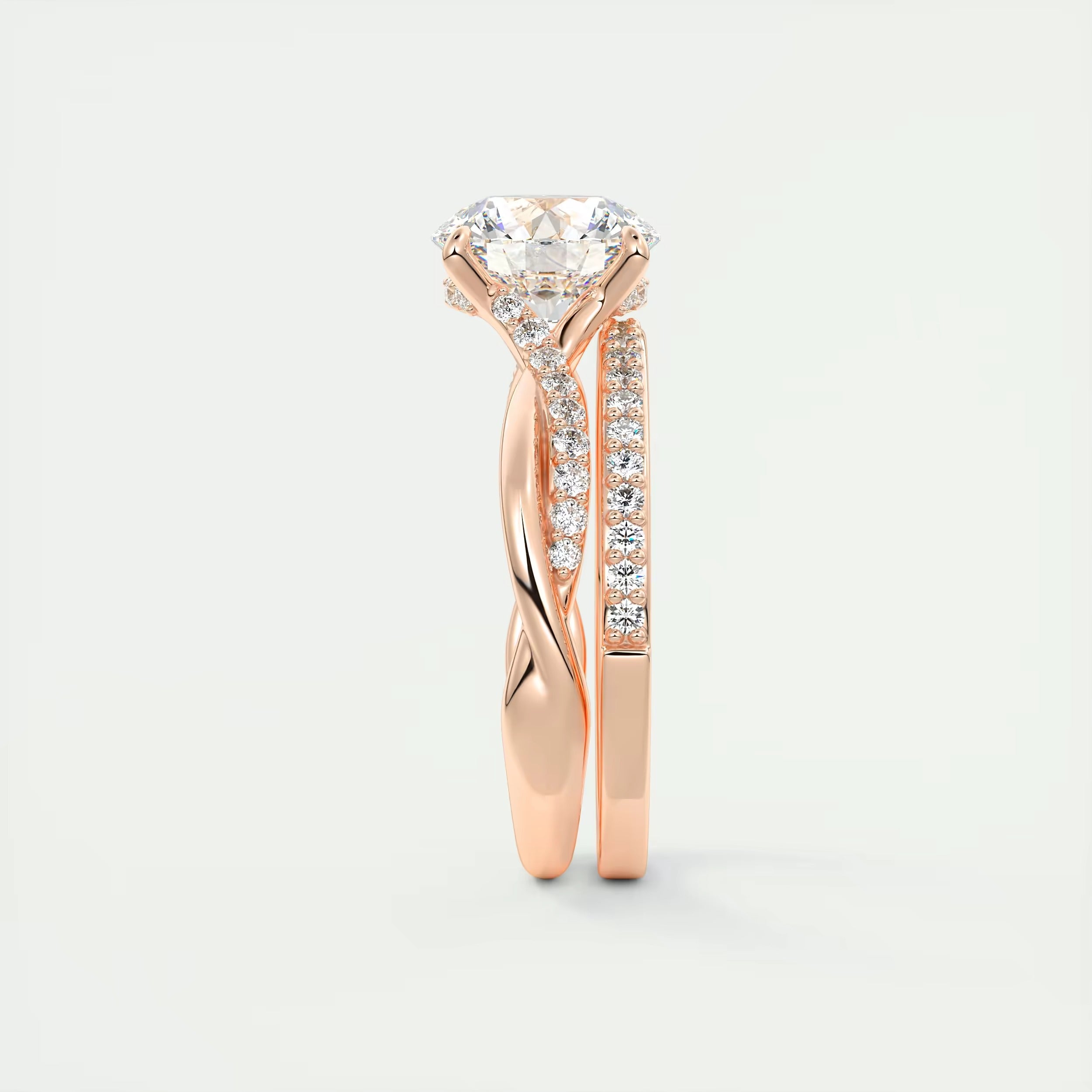 2.15 Ct The Knot Pave Round Interwoven Solitaire Rings