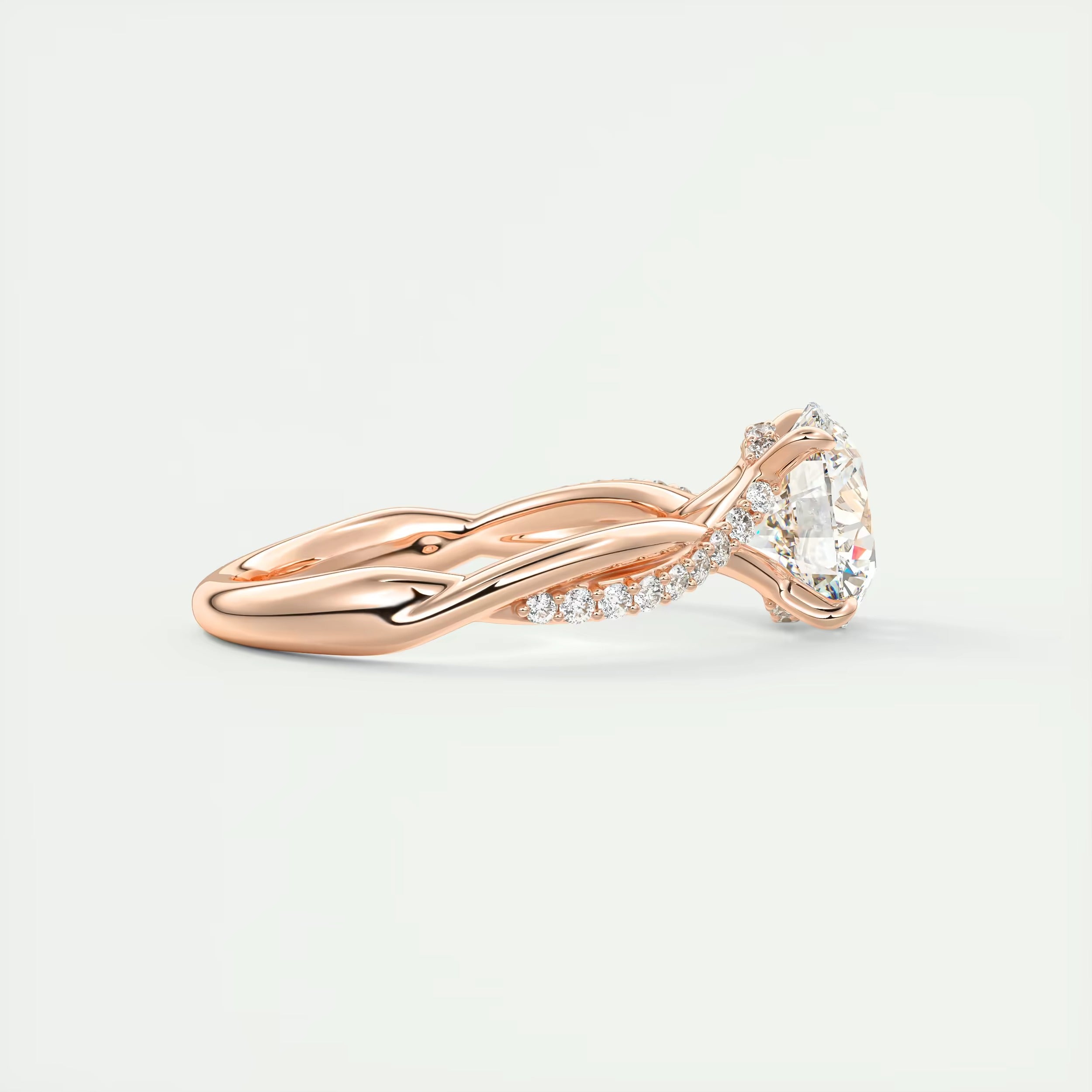 2.15 Ct The Knot Pave Round Interwoven Solitaire Rings