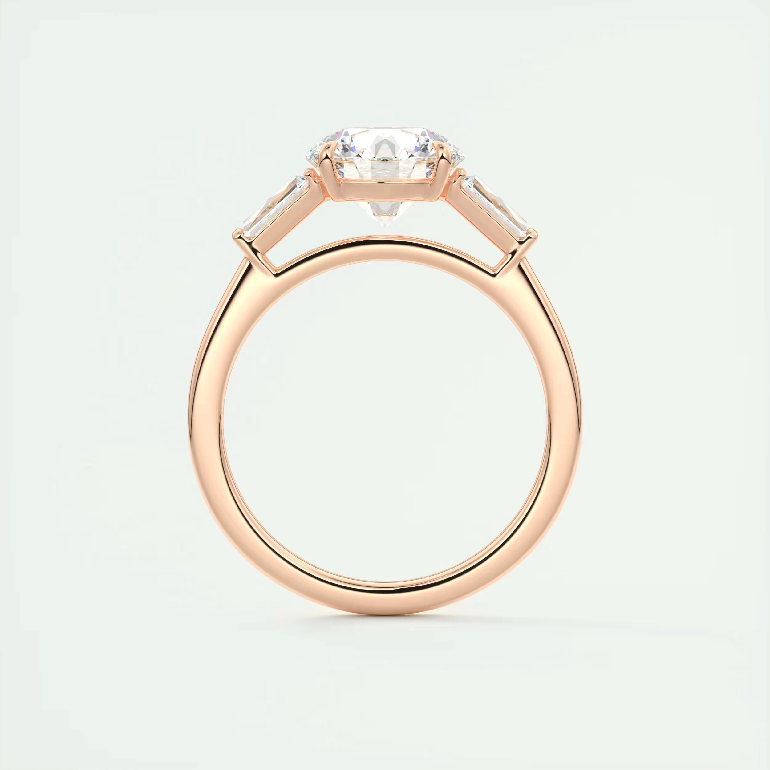 2.50 Ct  Round Tapered Baguettes Diamond Solitaire Ring Engagement Ring