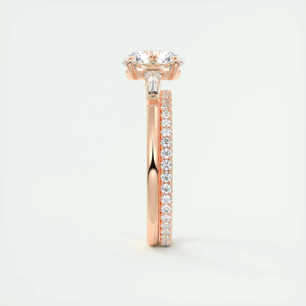 2.50Ct  Round Tapered Baguettes Diamond Solitaire Ring Engagement Ring