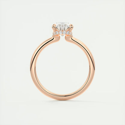 2.10 Ct Plunge Hidden Halo Pear - Low Profile with Diamond Details Engagement Rings