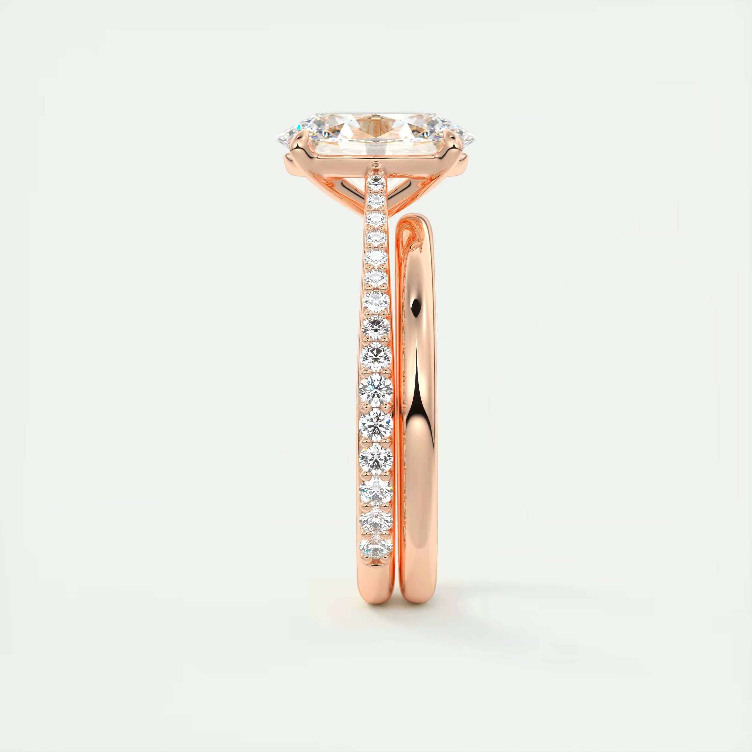 2.30 Ct The Cathedral Pavé Oval Solitaire Cathedral Pavé Setting Ring