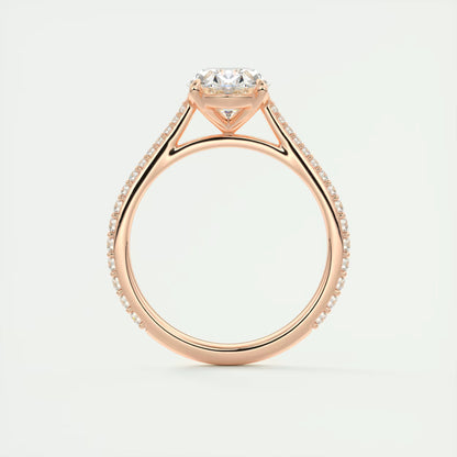 2.30 Ct The Cathedral Pavé Oval Solitaire Cathedral Pavé Setting Ring