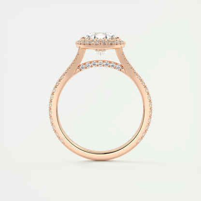 2.50 Ct The French Halo Oval Cut Diamond with Miniature Prongs Ring
