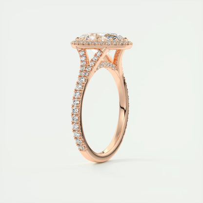 2.50 Ct The French Halo Oval Cut Diamond with Miniature Prongs Ring