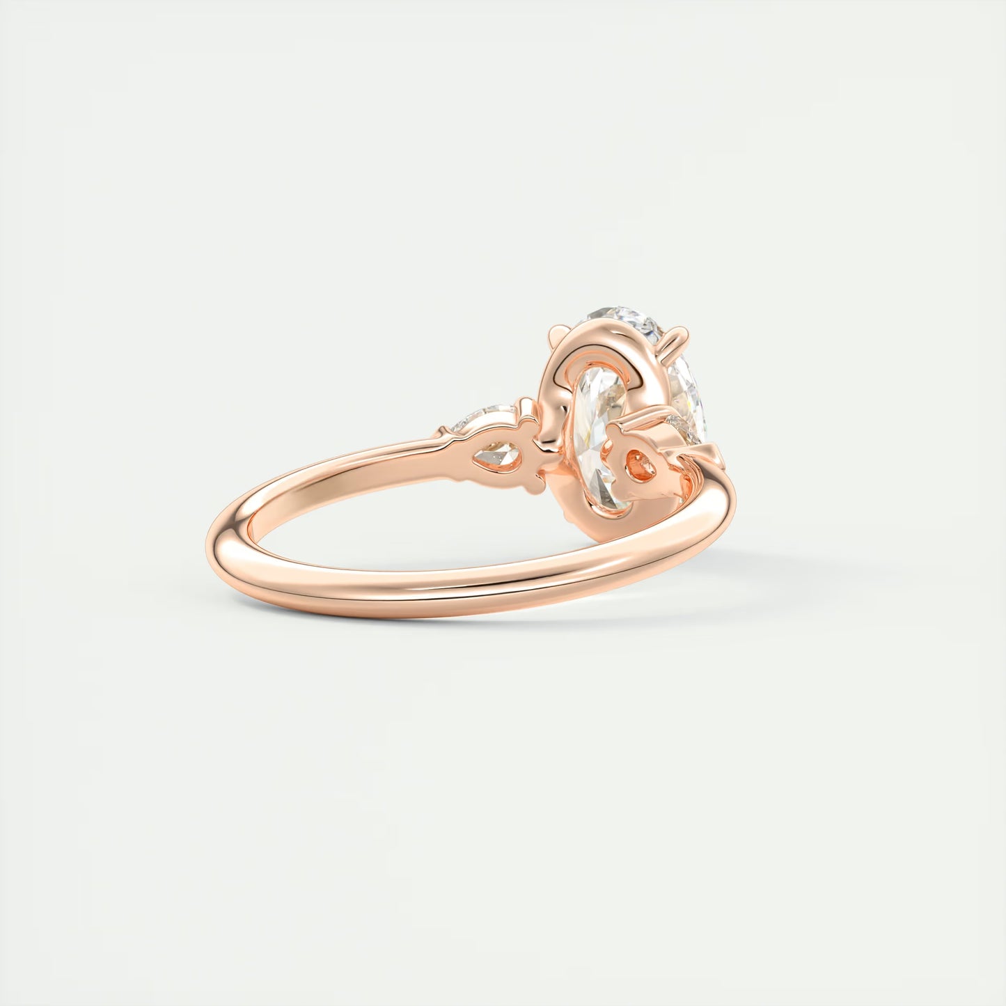 2.25 Ct Plunge Oval & Pears Three Stone Engagement Rings