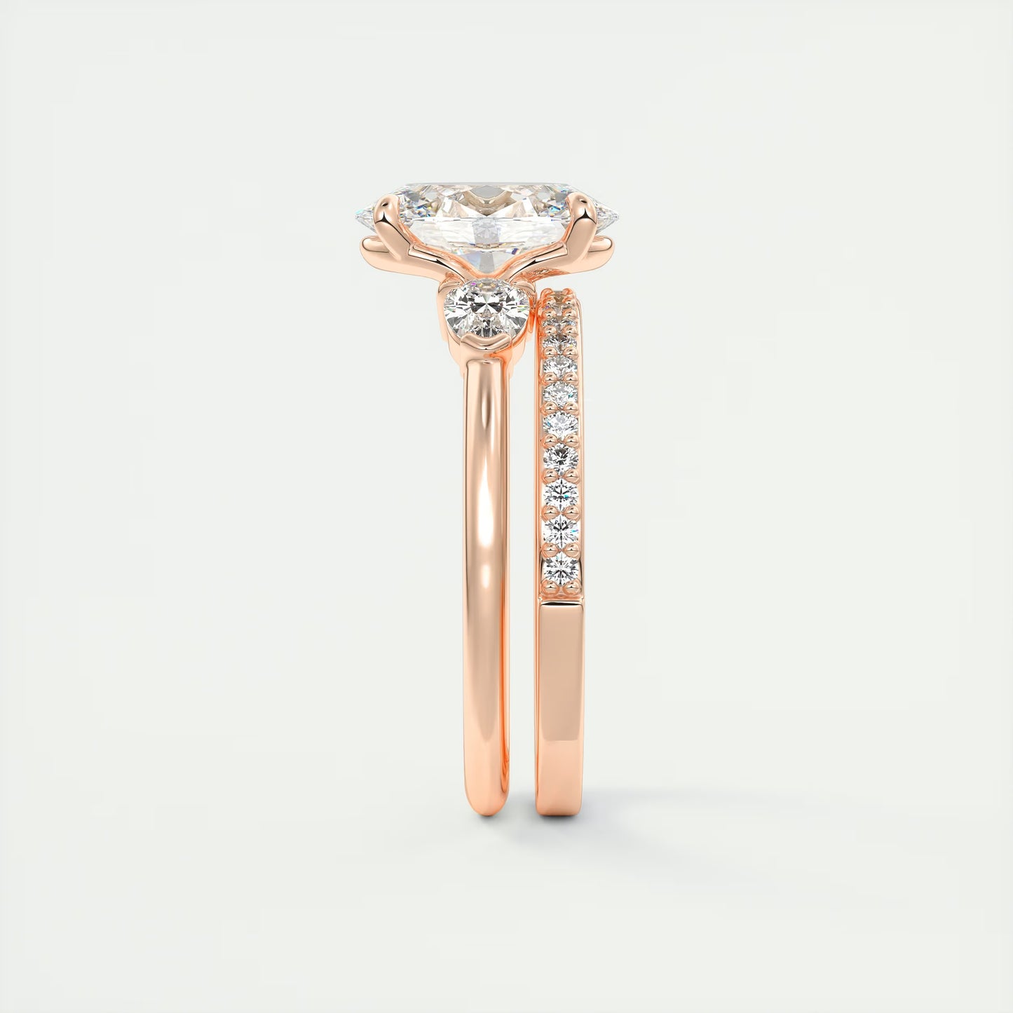 2.25 Ct Plunge Oval & Pears Three Stone Engagement Rings