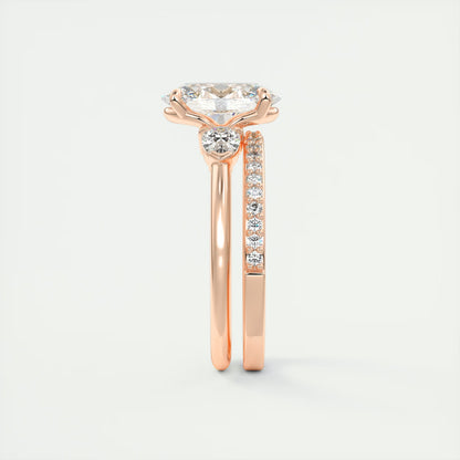 2.25 Ct Plunge Oval & Pears Three Stone Engagement Rings