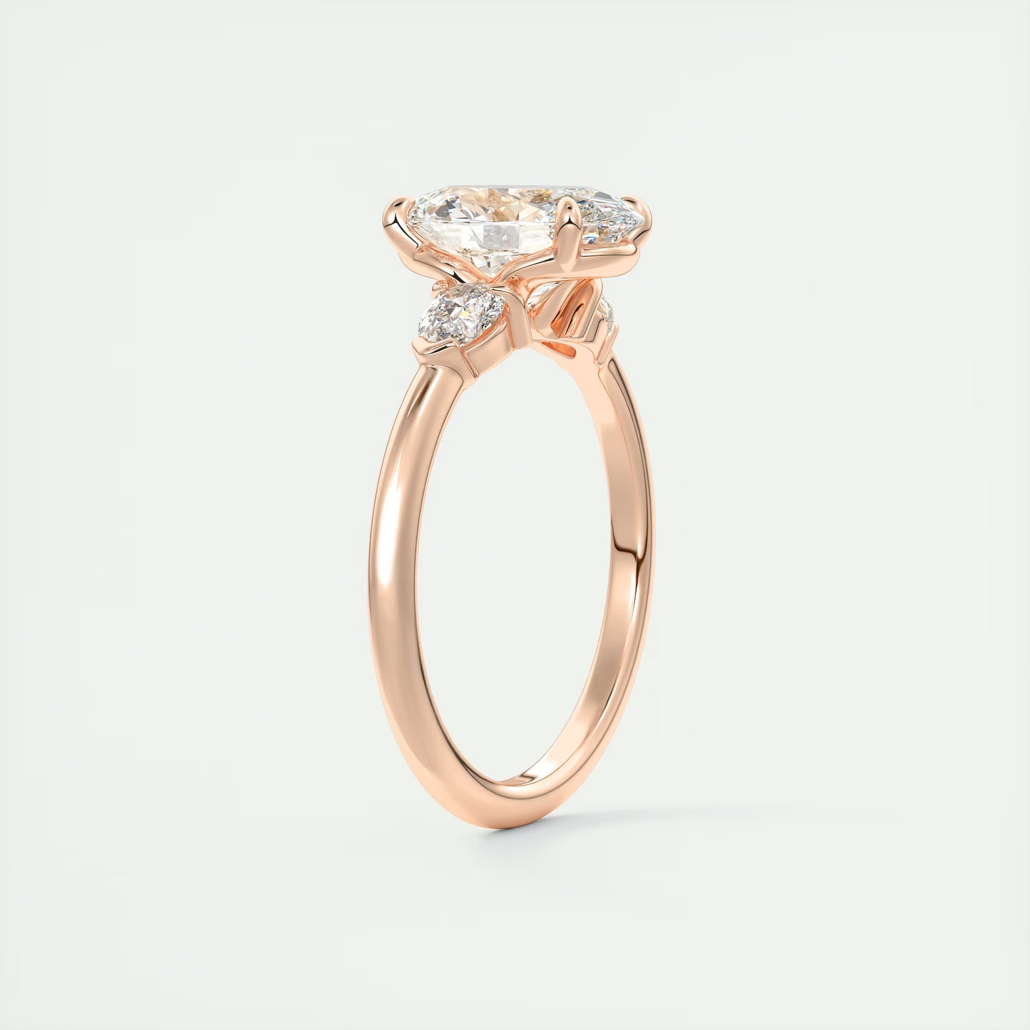 2.25 Ct Plunge Oval & Pears Three Stone Engagement Rings