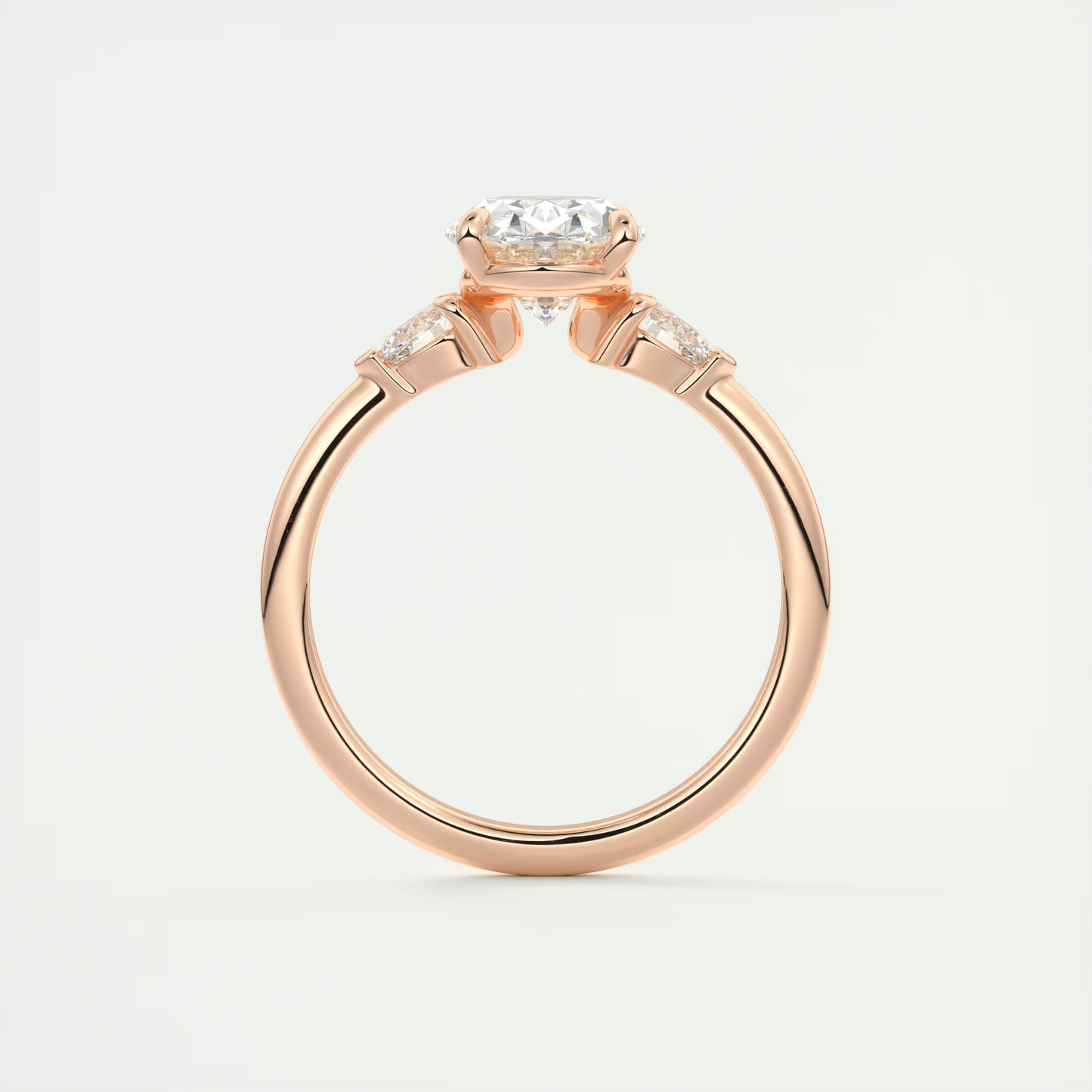 2.25 Ct Plunge Oval & Pears Three Stone Engagement Rings