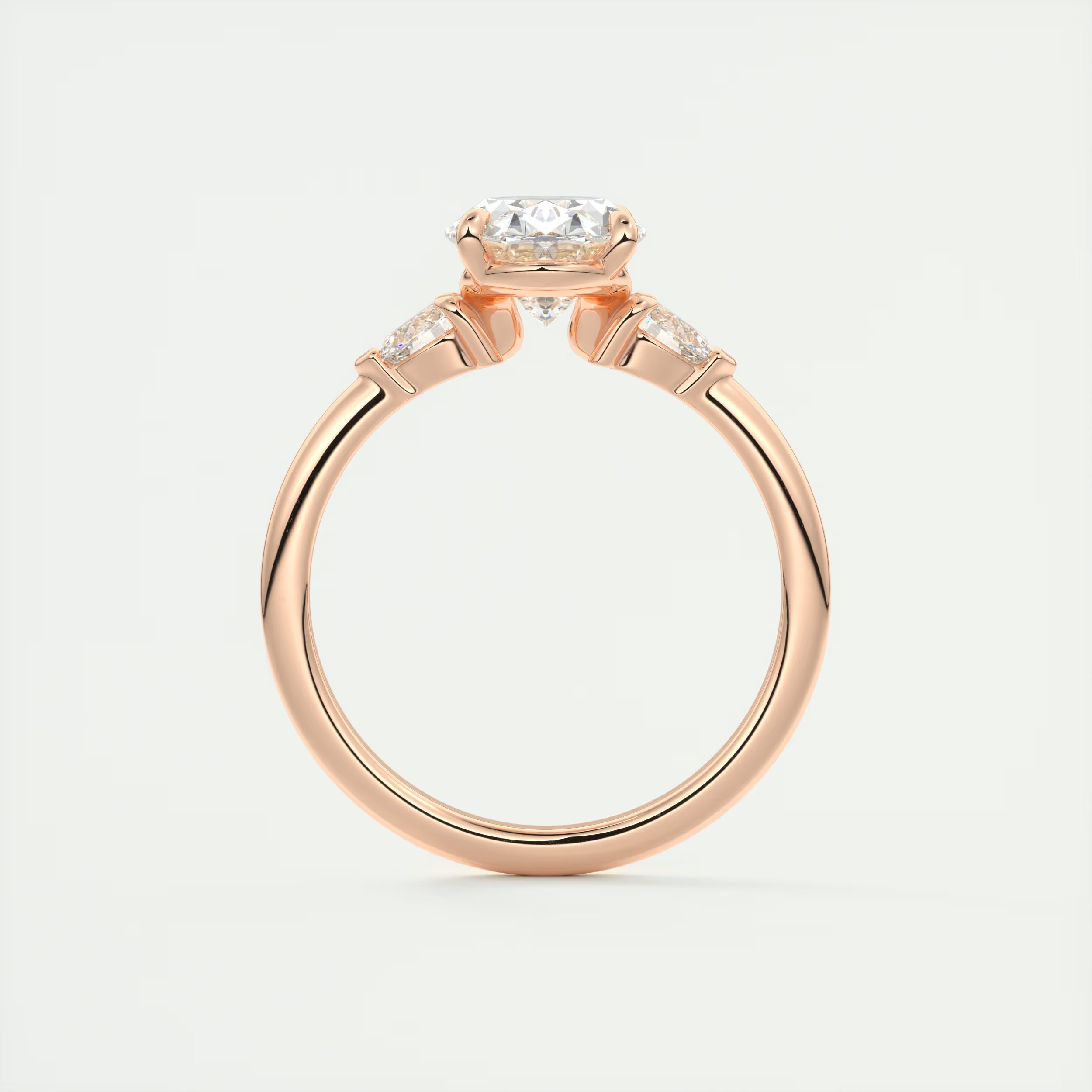 2.25 Ct Plunge Center Stone Oval & Side Stone Pear Engagement Rings