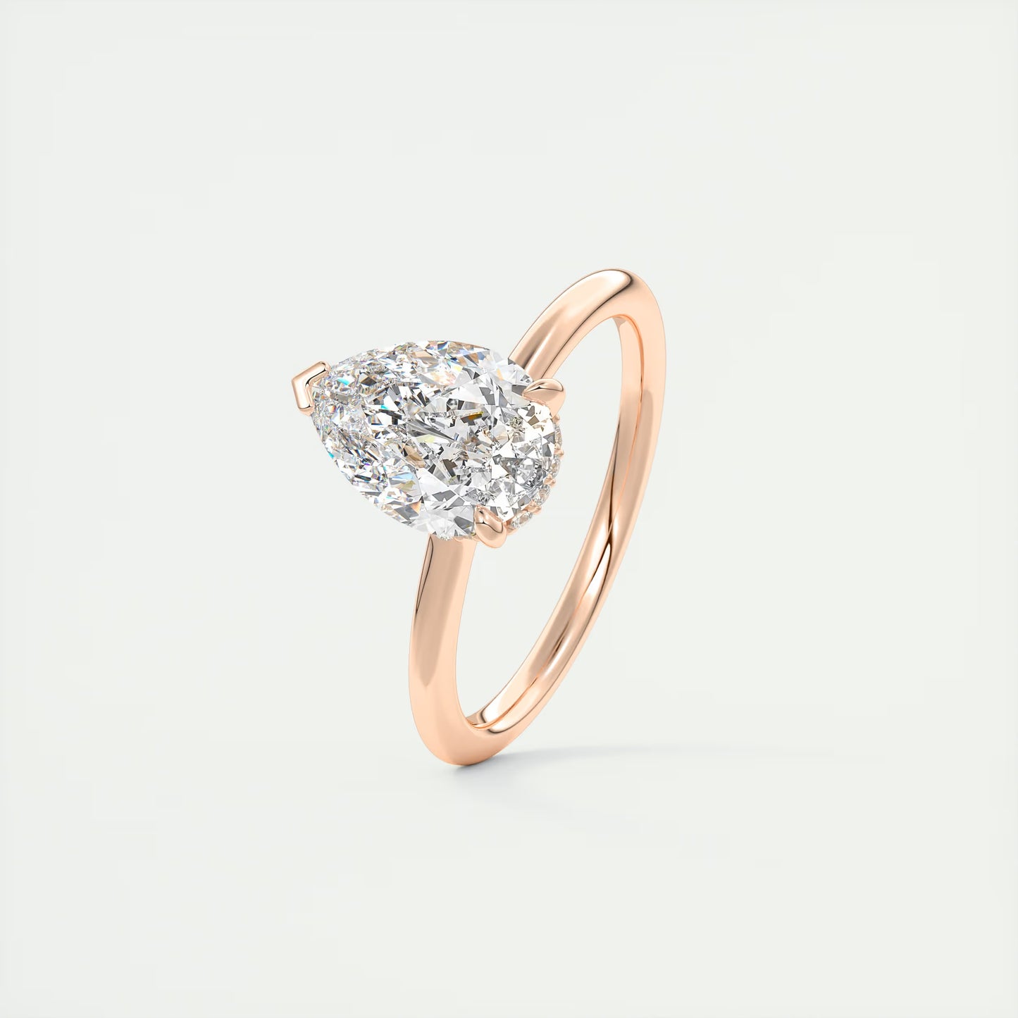 2.10 Ct Plunge Hidden Halo Pear - Low Profile with Diamond Details Engagement Rings
