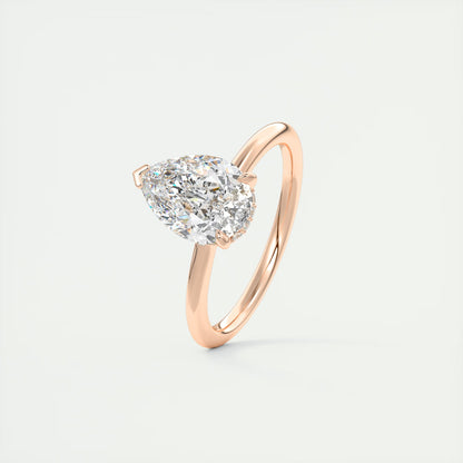 2.10 Ct Plunge Hidden Halo Pear - Low Profile with Diamond Details Engagement Rings