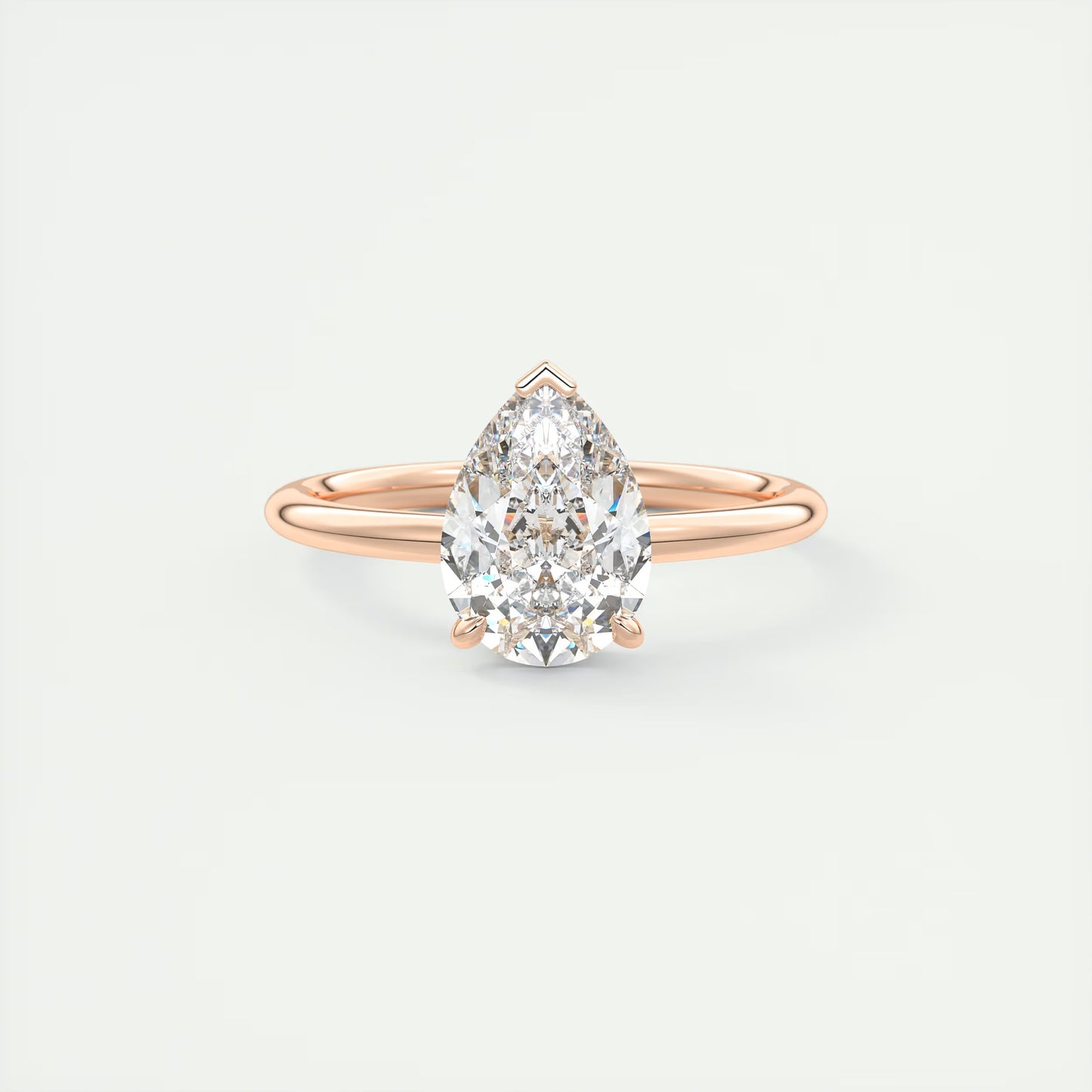 2.10 Ct Plunge Hidden Halo Pear - Low Profile with Diamond Details Engagement Rings