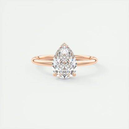 2.10 Ct Plunge Hidden Halo Pear - Low Profile with Diamond Details Engagement Rings