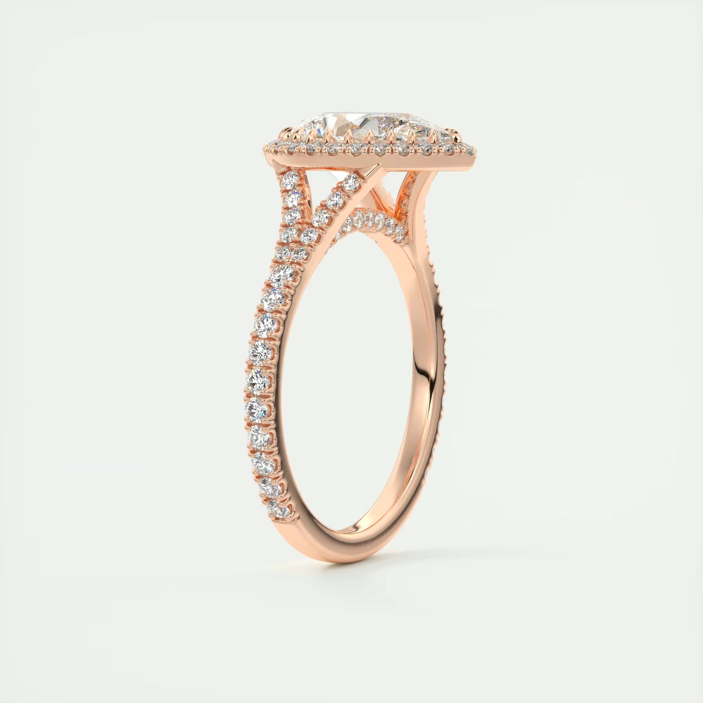 2.70 Ct The French Halo Pear Cut Diamond with Miniature Prongs Ring