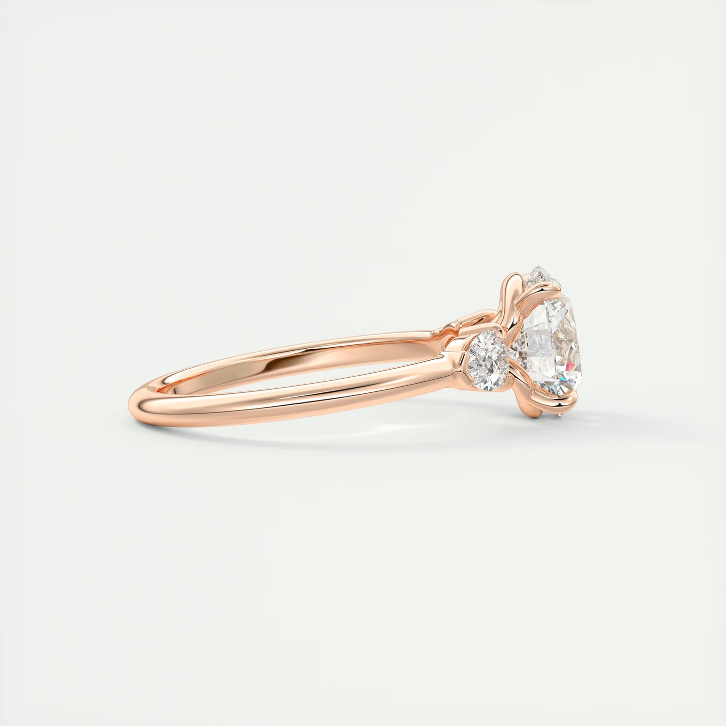 2.25 Ct Plunge Round & Pears Three Stone Engagement Rings