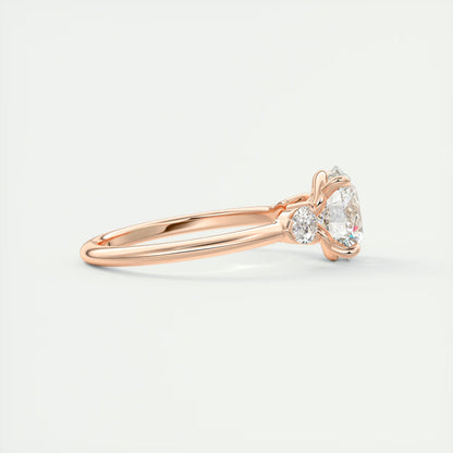 2.25 Ct Plunge Round & Pears Three Stone Engagement Rings
