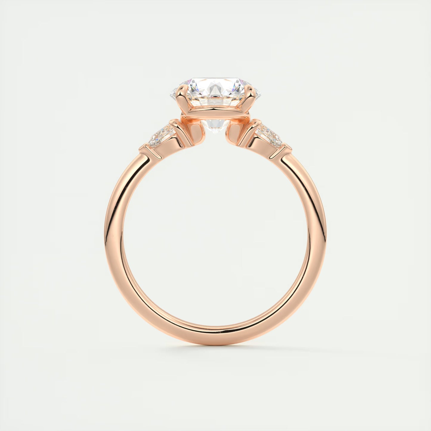 2.25 Ct Plunge Round & Pears Three Stone Engagement Rings