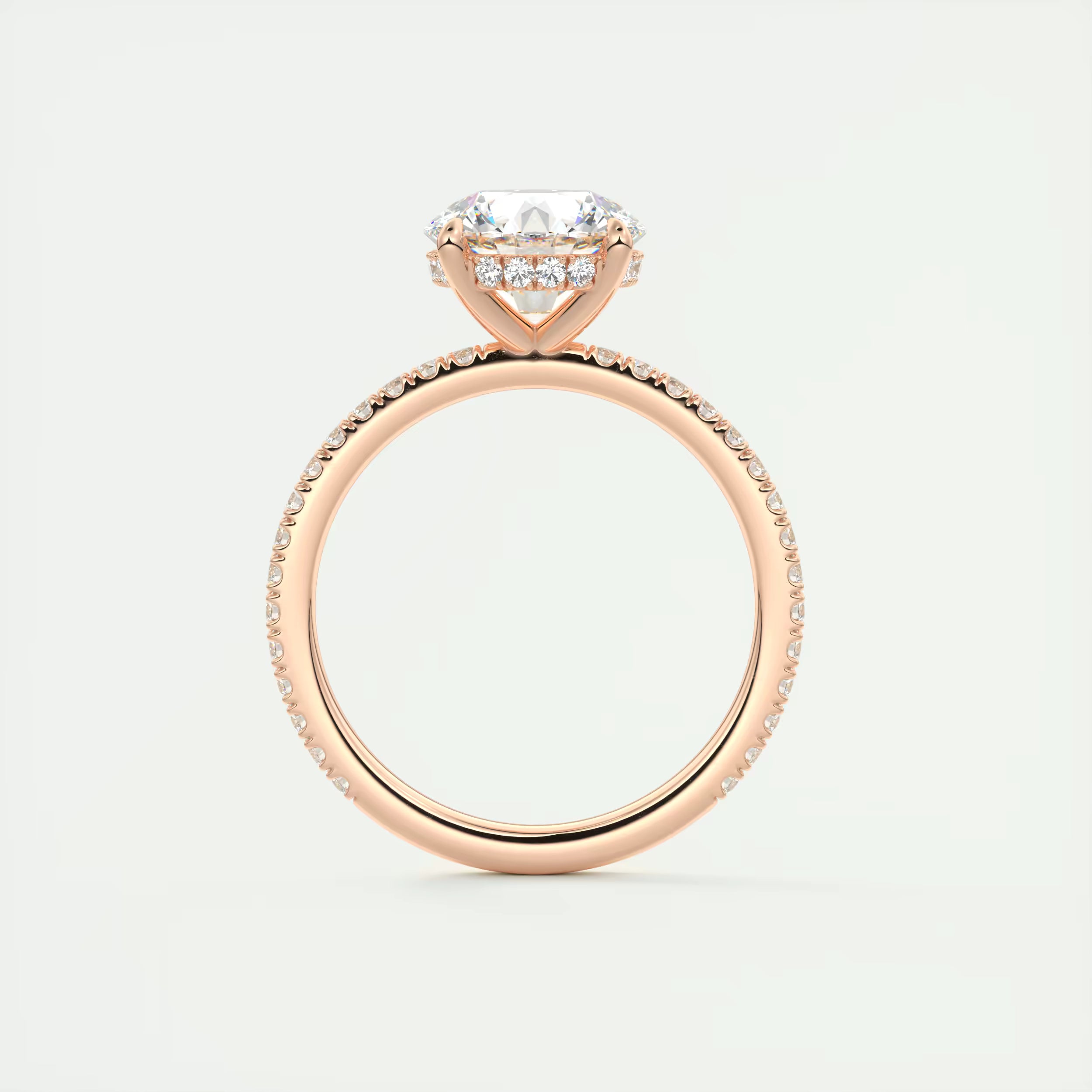 2.50 Ct Round Solitaire Ring with 3/4 French Set Pave & Hidden Halo Engagement Rings