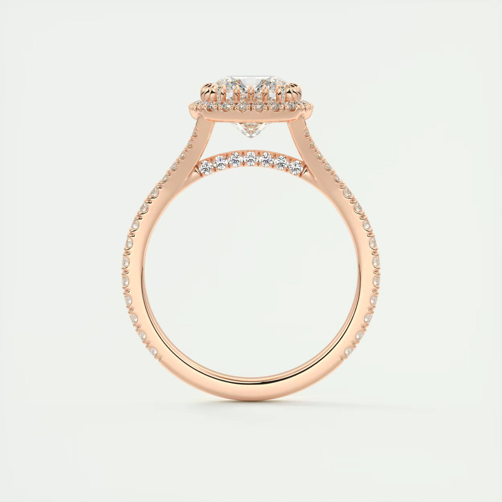 2.50 Ct The French Halo Cushion Cut Diamond with Miniature Prongs  french pavé Ring