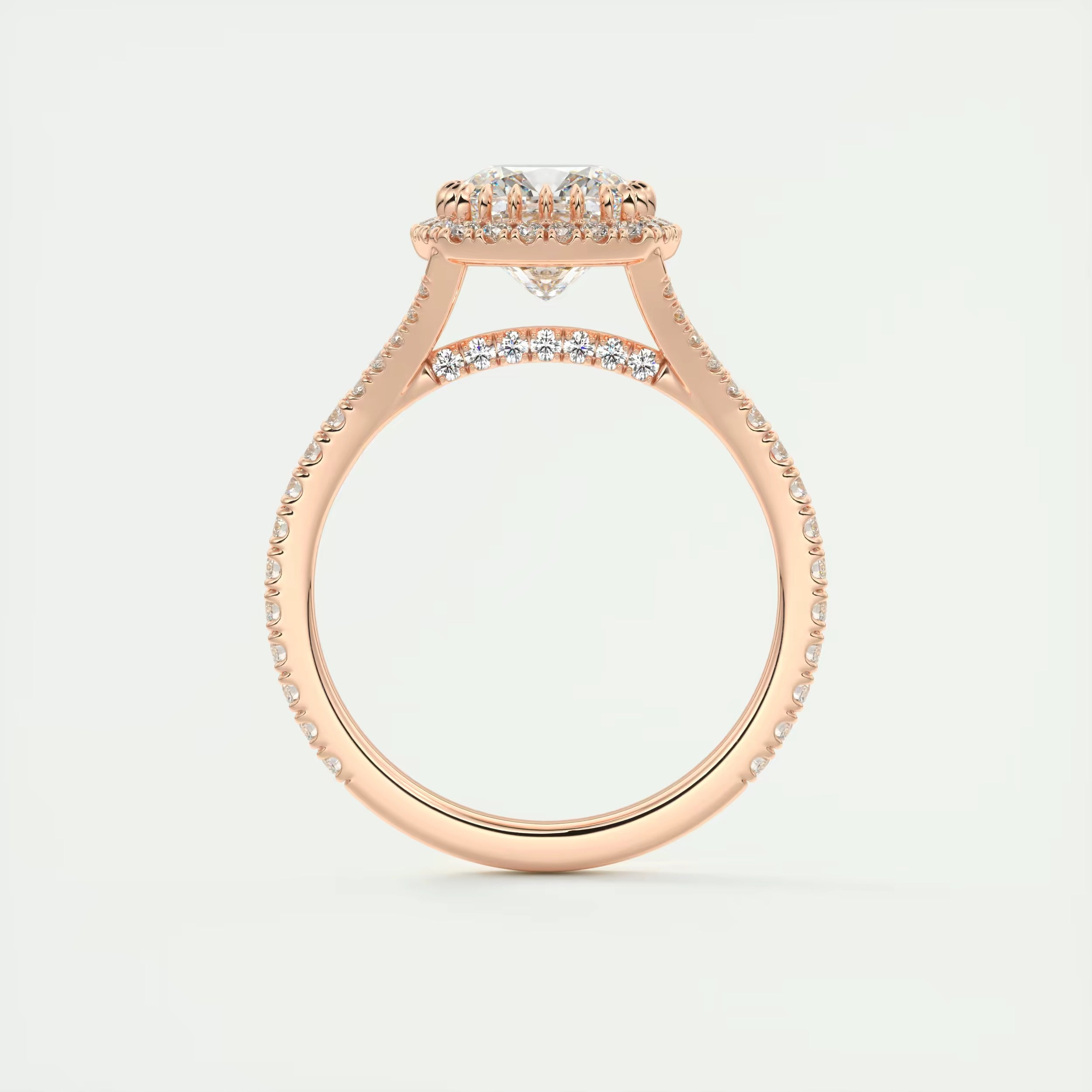 2.50 Ct The French Halo Cushion Cut Diamond with Miniature Prongs  french pavé Ring