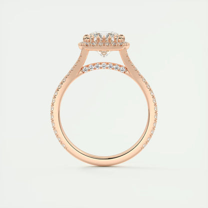 2.50 Ct The French Halo Cushion Cut Diamond with Miniature Prongs  french pavé Ring